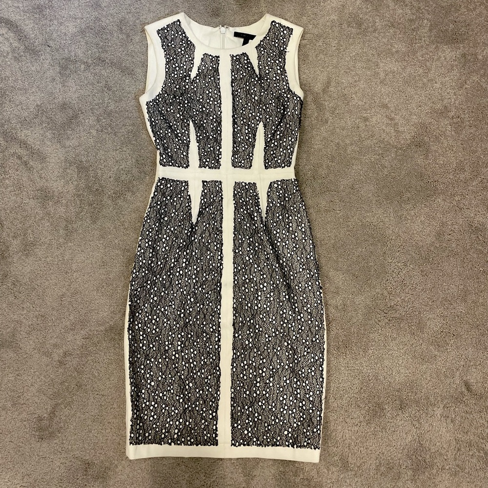 Cream dress with black lace overlay